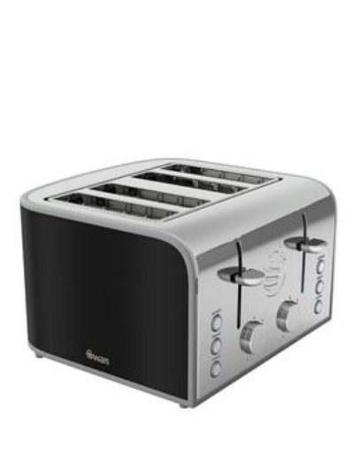 Swan St17010Bn Retro 4-Slice Toaster - Black Swan St17010Bn Retro 4-Slice Toaster - Black